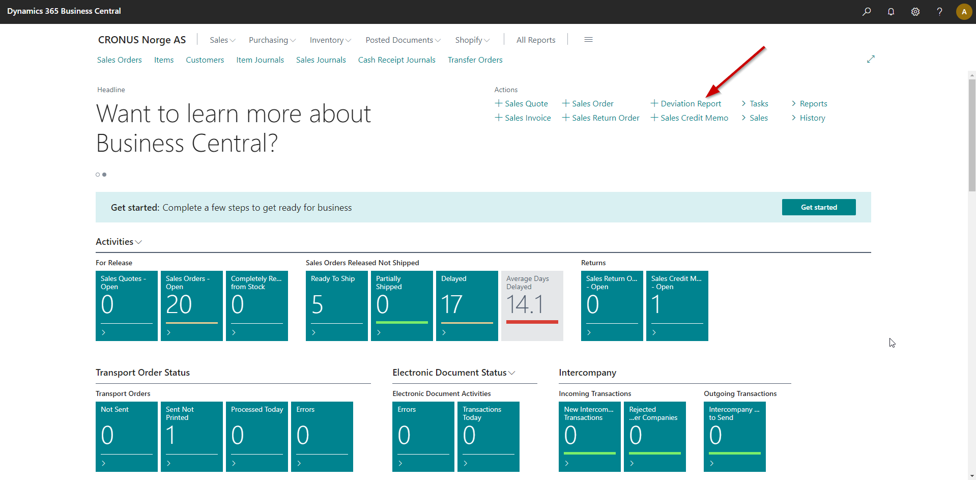 The action for creating deviation reports